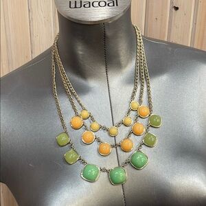 LOFT Gold and Green Statement Necklace